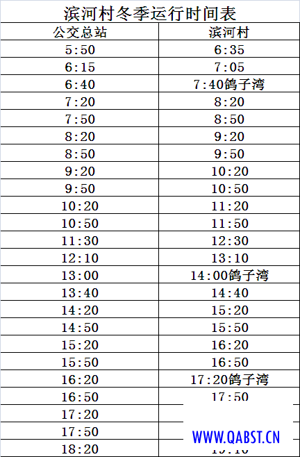 迁安最新公交运行时刻表（市区外运行）