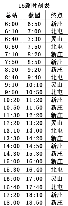 迁运公交各线路迁安公交车运行时刻表（2023.5.15）
